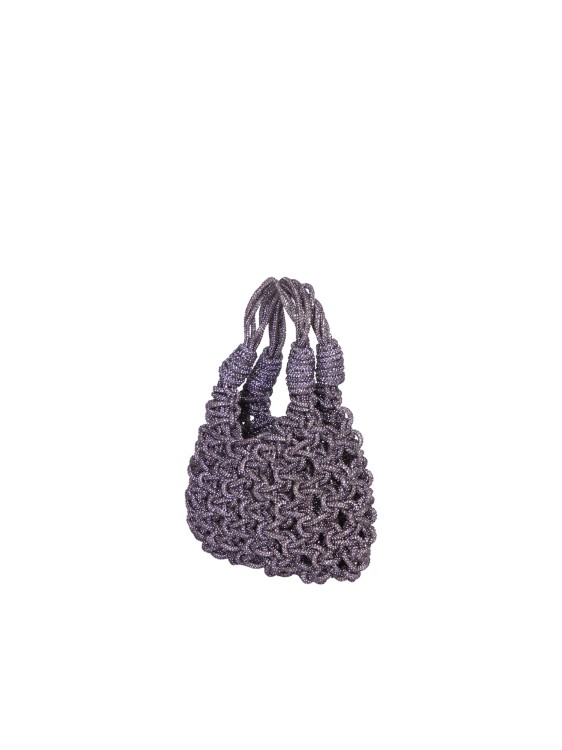Shop Hibourama Lilac Metallic Knit Mini Bag In Purple