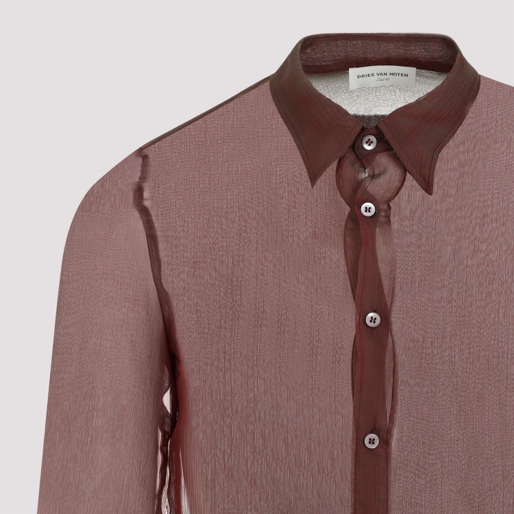 Shop Dries Van Noten Bordeaux Congreve Silk Shirt In Pink