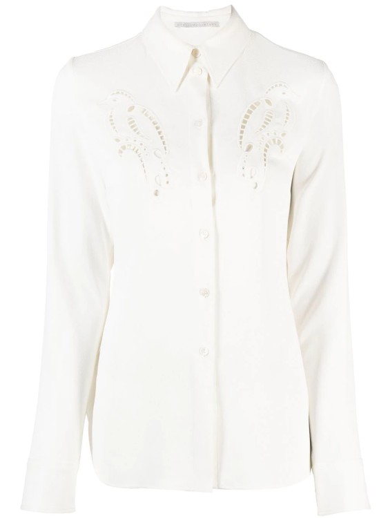 Shop Stella Mccartney Beige Petal Crochet Shirt In White