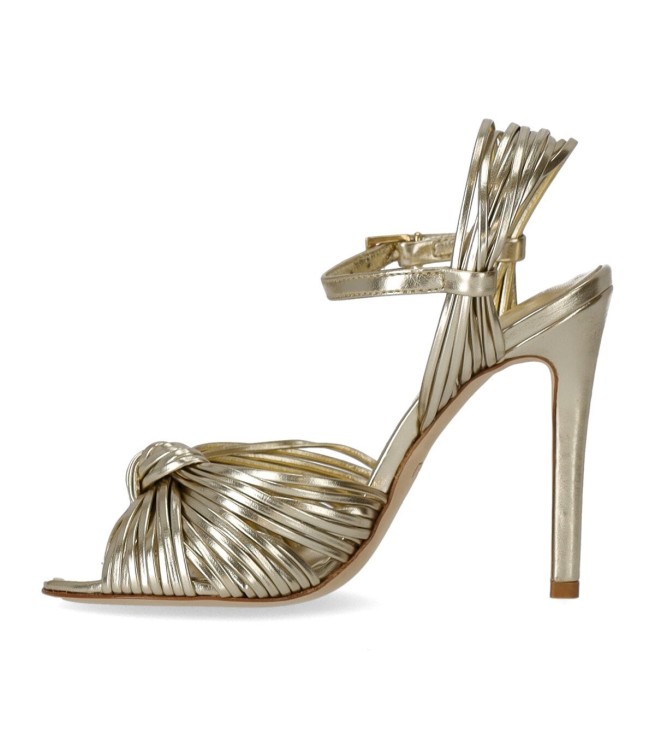Shop Ncub Platinum Heeled Sandal With Bow In Neutrals