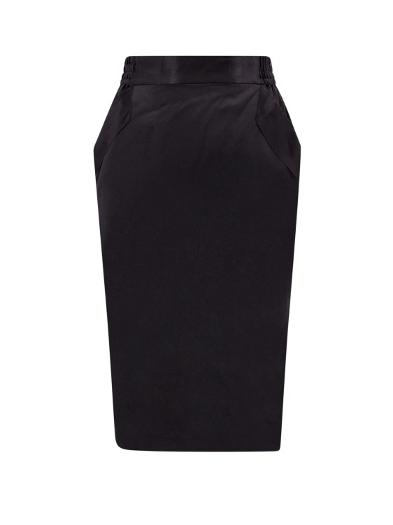 Shop Saint Laurent Silk Skirt With Back Slit In Black