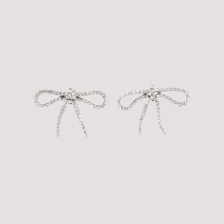 Shop Balenciaga Silver Crystal Archive Ribbon Earrings