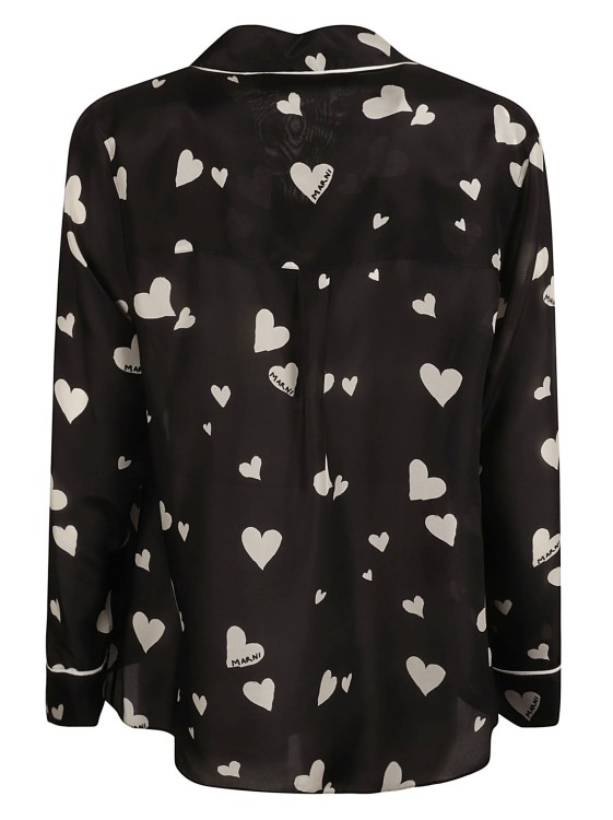 Shop Marni Heart Logo-print Silk Shirt In Black