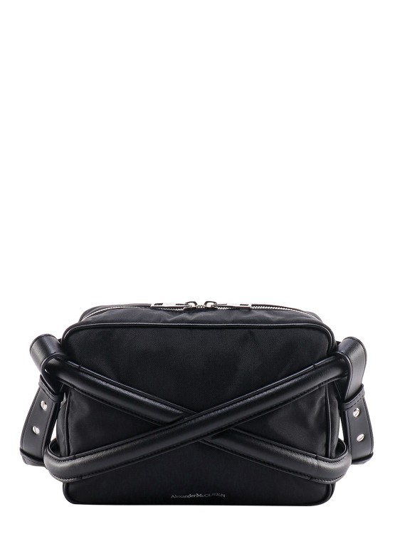ALEXANDER MCQUEEN NYLON AND LEATHER SHOULDER BAG WITH FRONTAL LOGO,c7c0a9bd-d394-3092-5d02-a6605dcbd81b