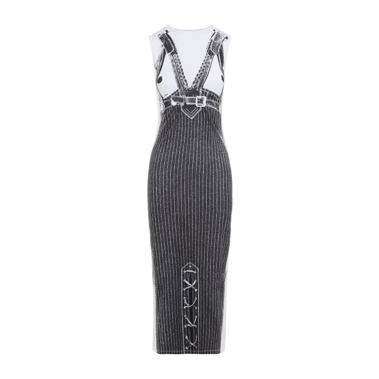 Shop Jean Paul Gaultier White And Black Trompe-lœil Madonna Long Dress