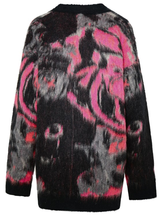 Shop Msgm Two-tone Mohair Blend Cardigan In Black
