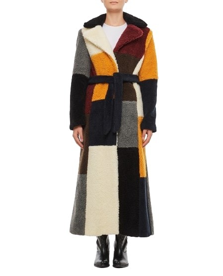 Irie Patchwork Shearling Coat In Multicolor