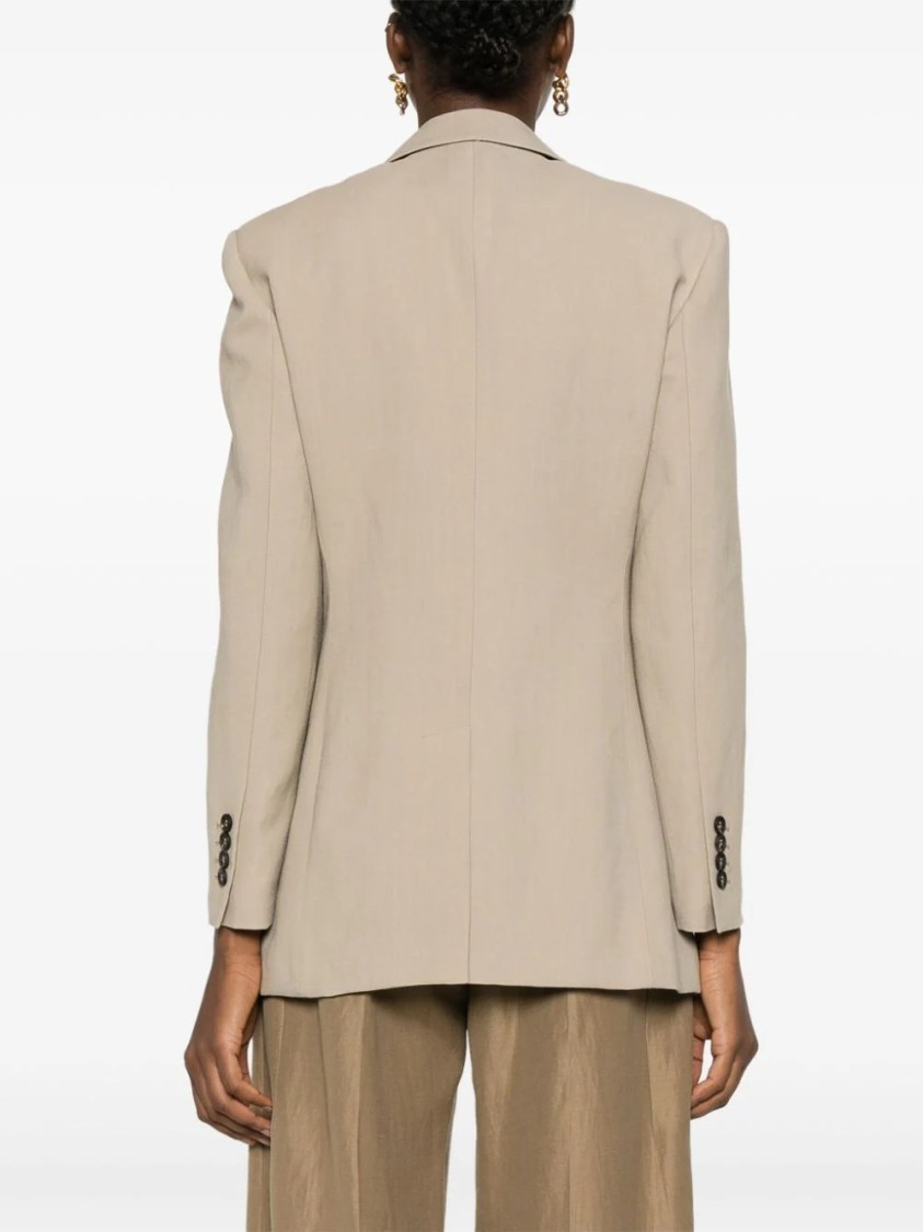 Brunello Cucinelli Peak-lapels Knitted Blazer In Neutrals