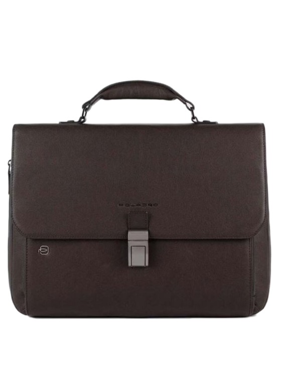 Piquadro Workbook Leather Handbag In Black