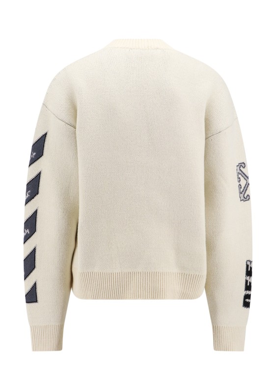 Shop Off-white Varsity Cardigan With Iconic Intarsia In Neutrals