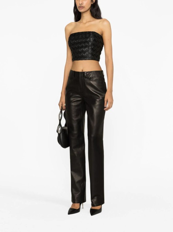 Shop Alexander Wang Mid-rise Straight-leg Leather Trousers In Black