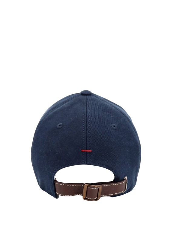 Shop Brunello Cucinelli Cotton Hat With Embroidered Logo In Blue