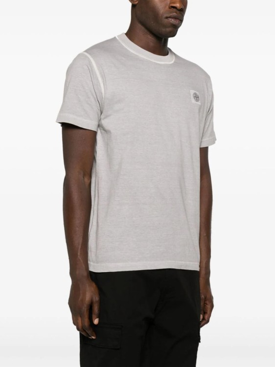 Shop Stone Island Compass-appliqué Cotton T-shirt In Grey