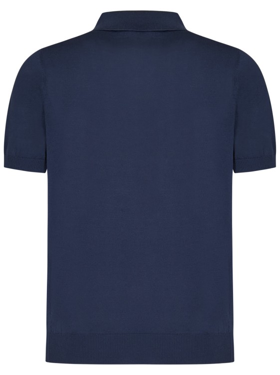 Shop Luigi Borrelli Navy Blue Short-sleeved Polo Shirt
