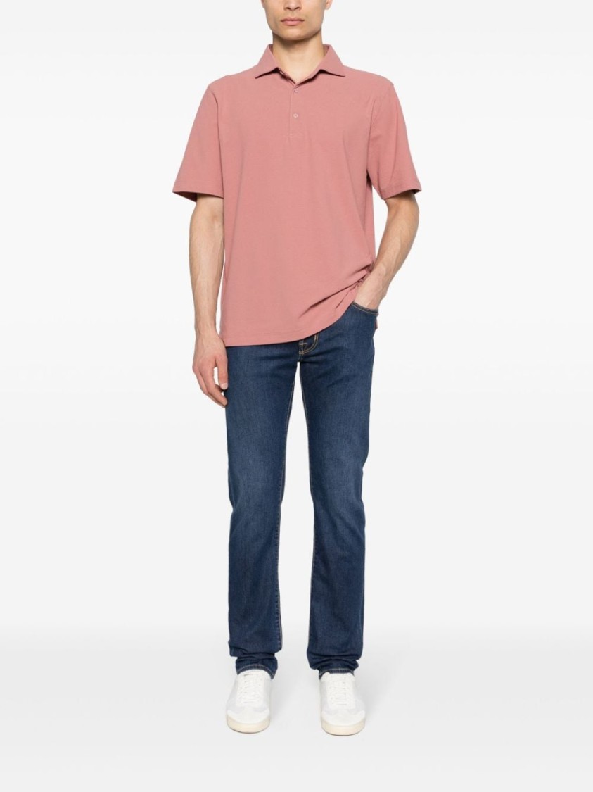 Shop Lardini Coral Pink Polo Shirt