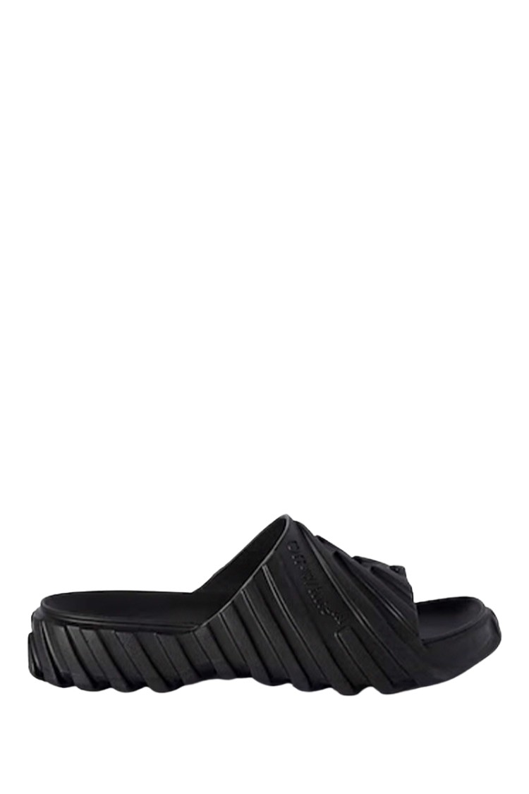 Off-white Embossed Exploration Sliders In Black