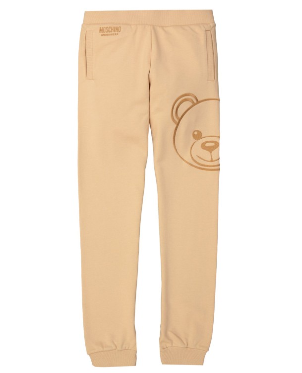 Moschino Embroidered Logo Teddy Pants In Brown