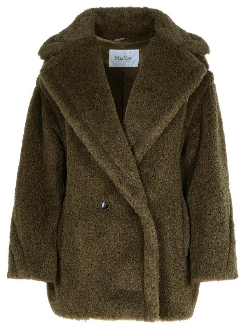Max Mara Olga Dark Green Alpaca Blend Coat In Green