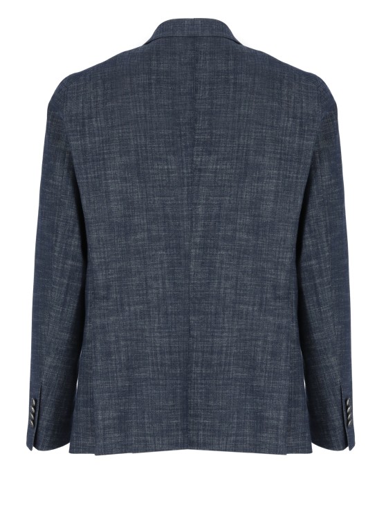Shop Tagliatore Blue Cotton Double Breasted Jacket In Grey