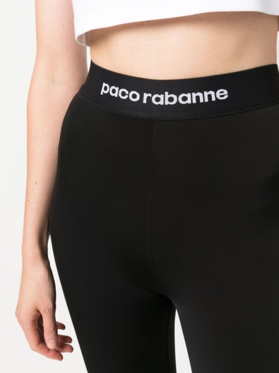 Shop Rabanne Logo-waistband High-waisted Leggings In Black