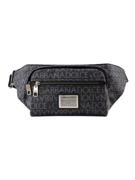 Dolce & Gabbana Jcq.logo Spalmato Bag - Fabric - Black