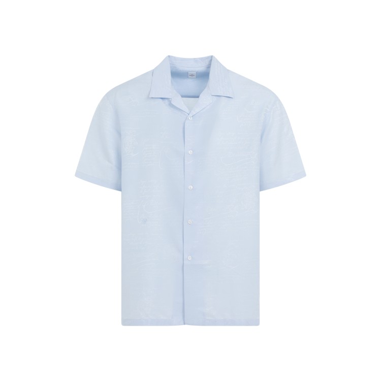 Shop Berluti Light Blue Silk Shirt In White