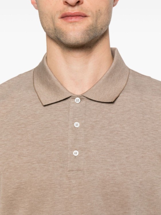 Shop Peserico Brown Cotton Polo Shirt