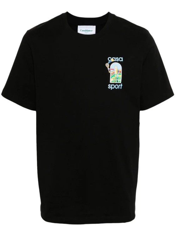 Shop Casablanca Le Jeu Organic-cotton T-shirt In Black