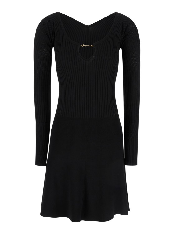 Shop Jacquemus Black 'la Mini Robe Pralu' Mini Dress In Viscose