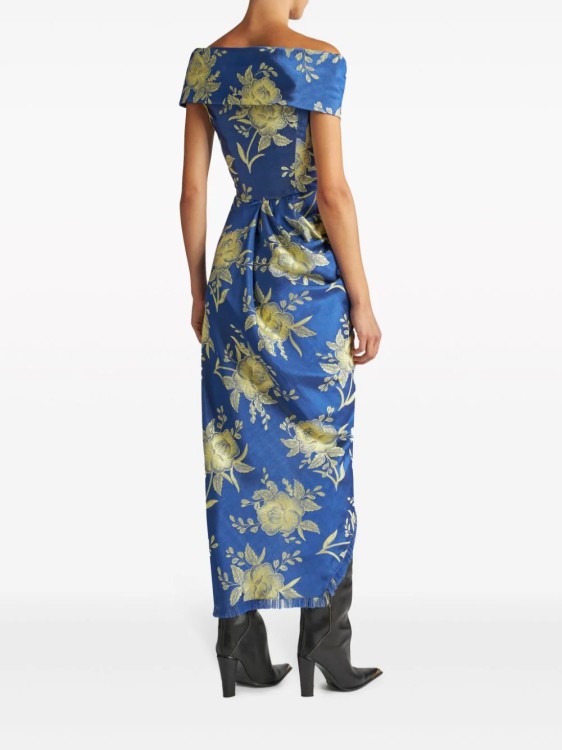 Shop Etro Blue Floral-jacquard Maxi Dress