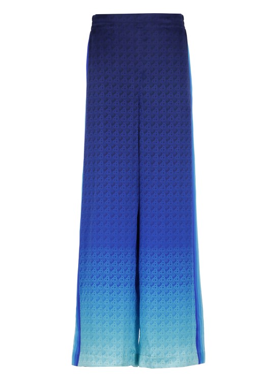 Casablanca Printed Wide Leg Trousers The Night View In Blue