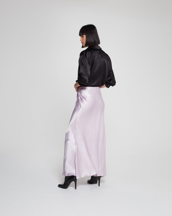 Shop Serena Bute Satin Bias Maxi Skirt - Soft Lilac In Purple