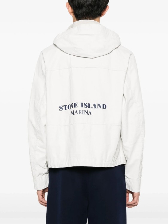 Shop Stone Island White Navy Jacket