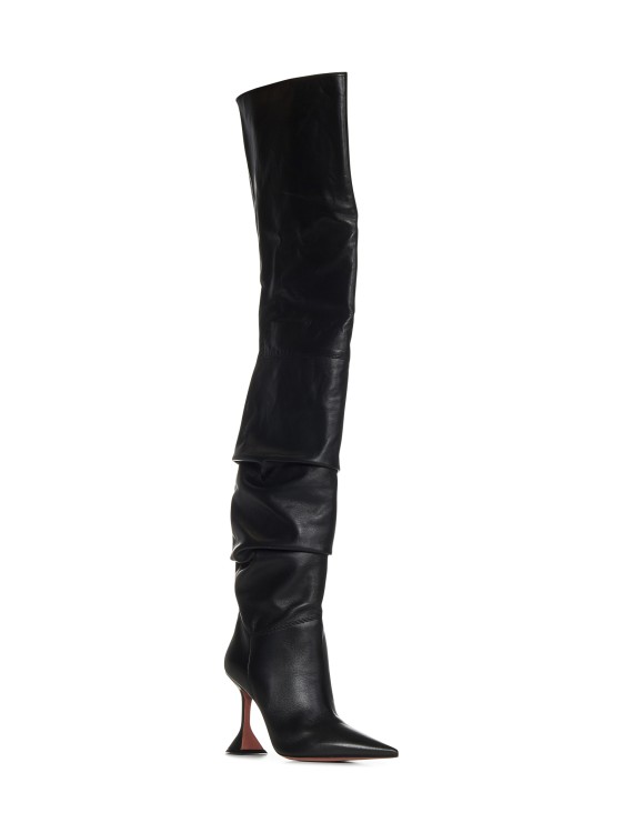 Shop Amina Muaddi Thigh-high Boots In Black