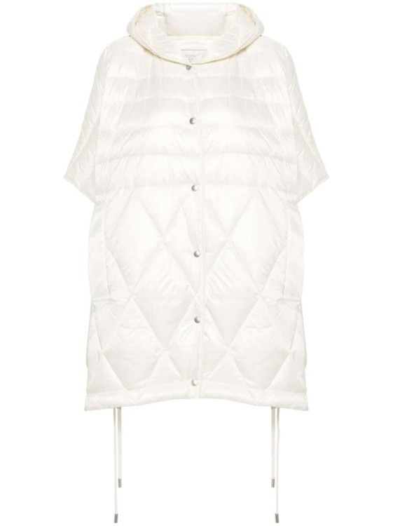Peserico Bead-embellished Hooded Padded Cape In White