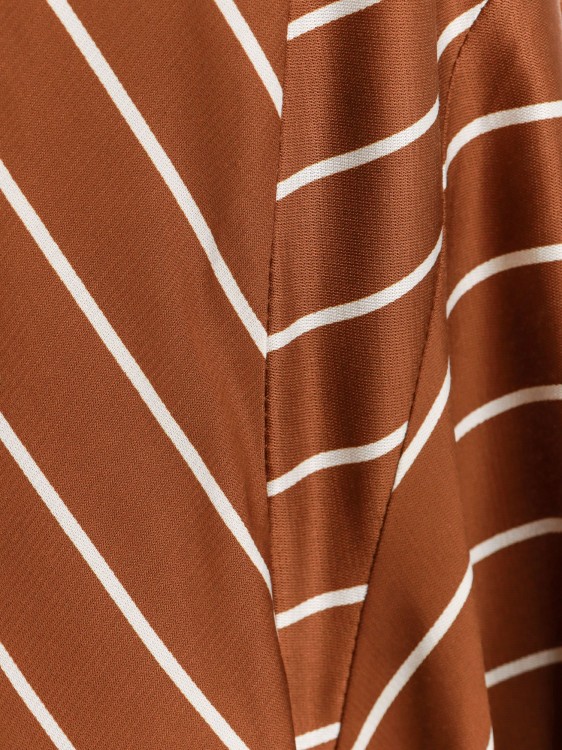 Shop Semi-couture Viscose Skirt With Striped Motif In Brown