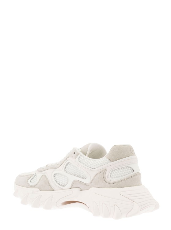 Shop Balmain B-east' White Trainers With Mesh And Suede Inserts In Leather