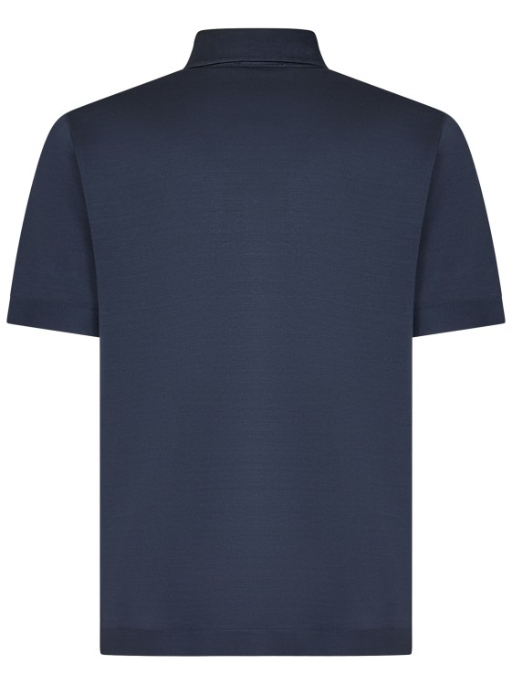 Shop Herno Navy Blue Tricot-effect Cotton Piqué Polo Shirt In Black