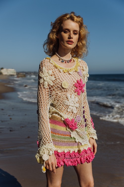 Shop Andreeva Malva Multicolor Handmade Crochet Mini Skirt