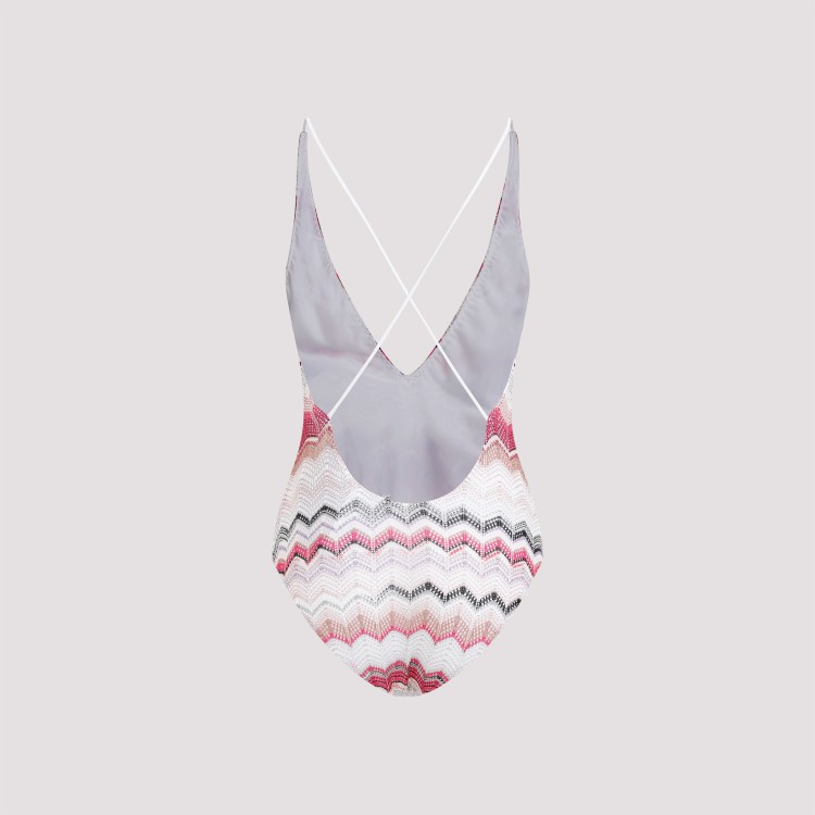 Shop Missoni One-piece Multi Pink Viscose Swimsuit In White