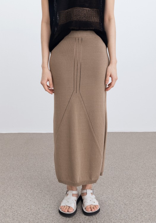 Shop Aeron Soothe - Knit Maxi Skirt In Grey