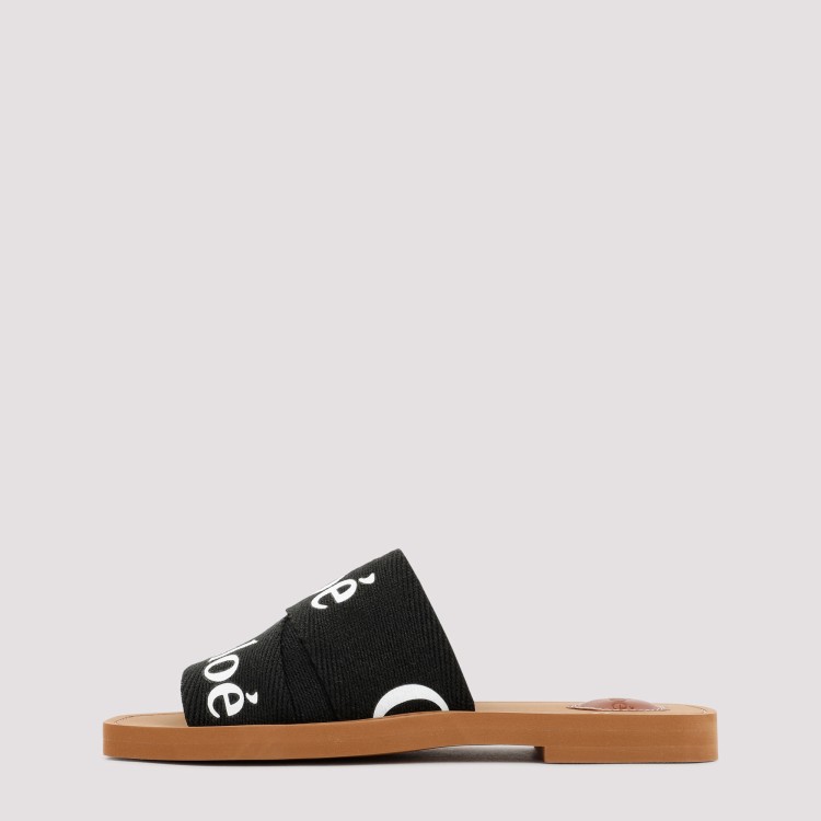 Chloé Woody Flat Logo Ribbon Slide Sandals In Brown