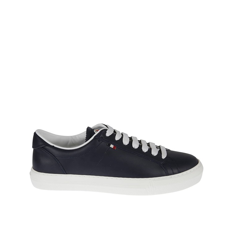 Shop Moncler Monaco Leather Sneakers In Black