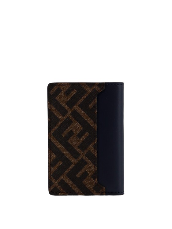 Shop Fendi Leather And Ff Faric Card Holder In Blue