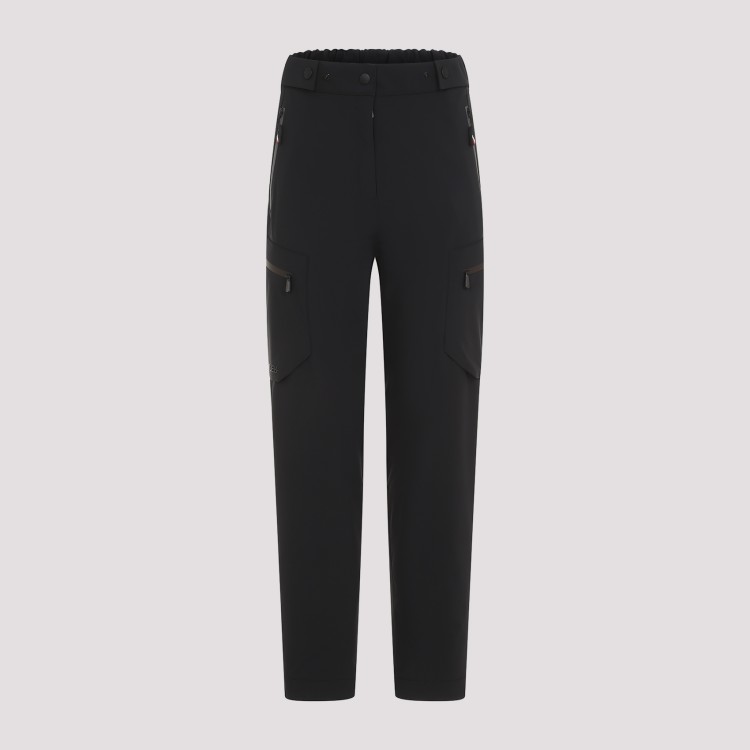 Moncler Grenoble Black Cargo Pants With Adjustable Waist In Stretch Fabric Woman In Black