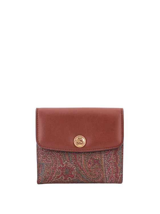 ETRO JACQUARD PAISLEY FABRIC WALLET WITH LEATHER FLAP