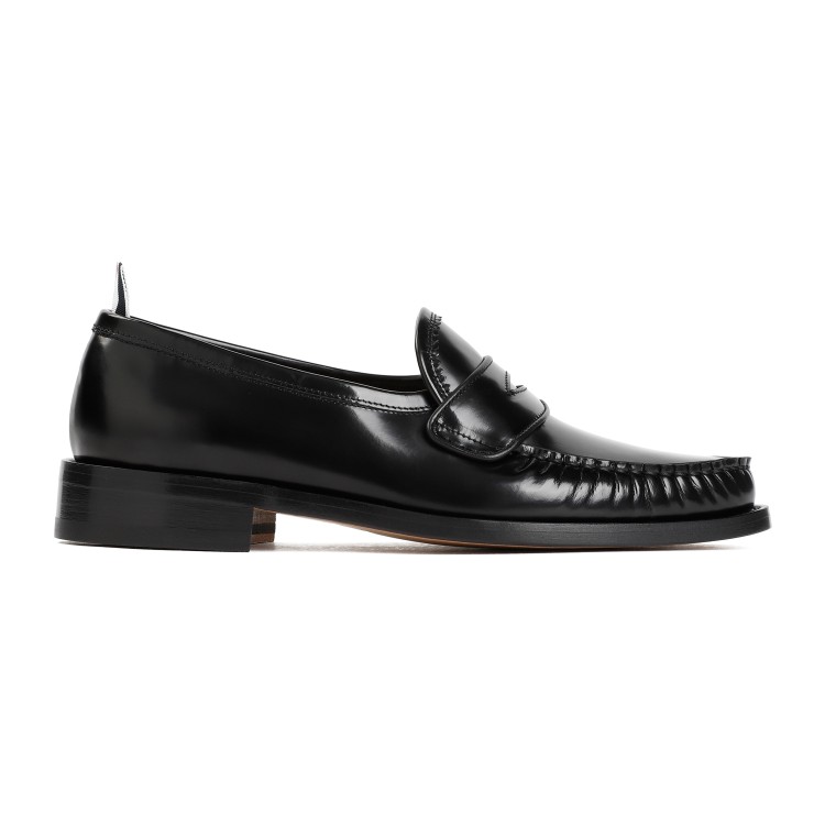 Thom Browne Pleated Varsity Black Calf Leather Loafers