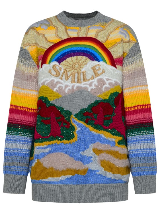 Shop Stella Mccartney Multicolor Wool Blend King Sweater In Grey