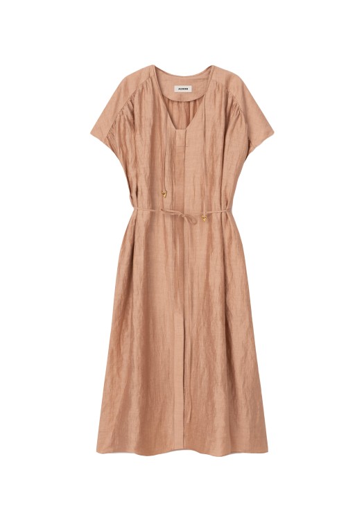 Shop Aeron Linda - Belted Dress In Brown