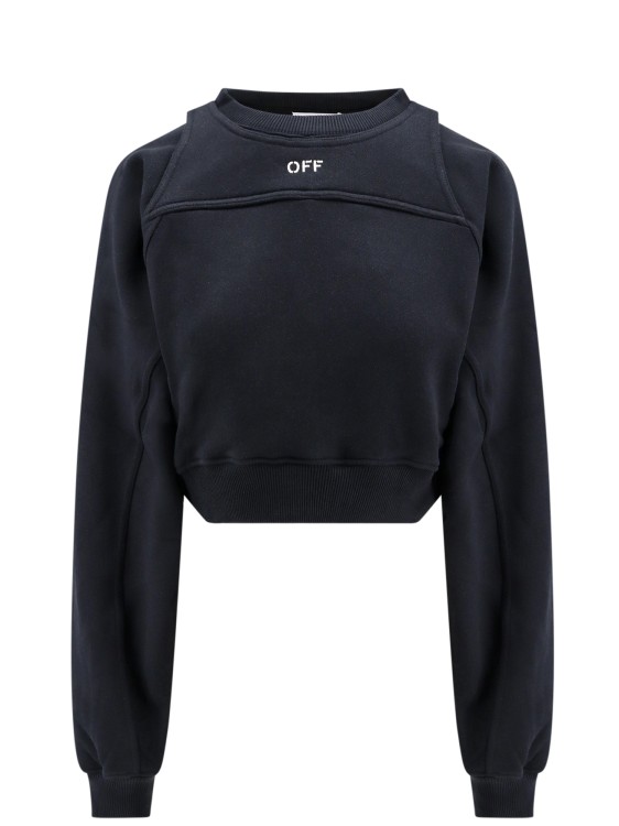 Shop Off-white Cotton Sweatshirt With Frontal Logo In Blue